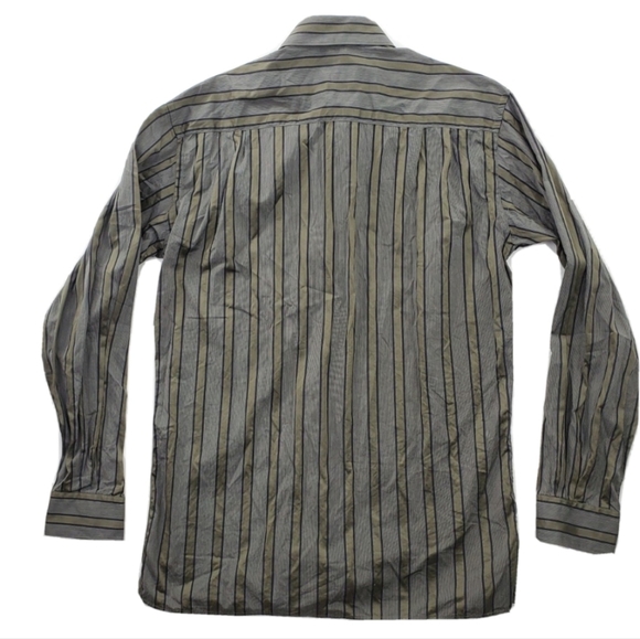 Ermenegildo Zegna Shirt Green Blue Gray Button Down Mens L Pin Stripe L/S - Picture 3 of 10